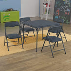 Flash Furniture Mindy Kids Navy 5 Piece Folding Table and Chair Set - Image 2
