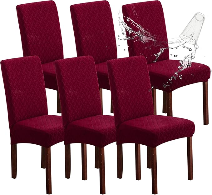 Genina Waterproof Chair Covers for Dining Room, Stretch Jacquard Dining Chair by Genina