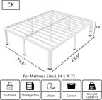 ROIL 14 Inch White California King Bed Frame - Image 2