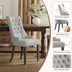 COLAMY Fabric Side Dining Chairs Set of 2, Wingback Upholstered Dining Room - Image 4
