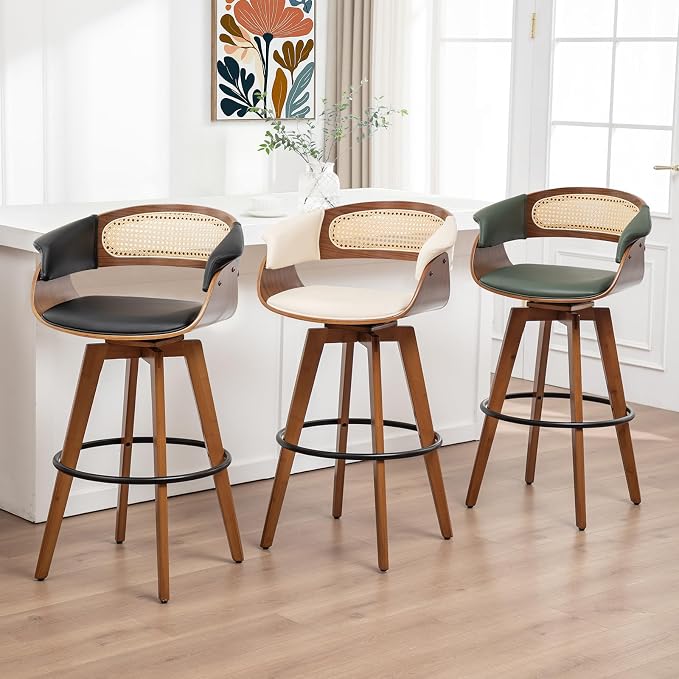 Set of 2 Rattan Swivel Bar Stools - Image 6