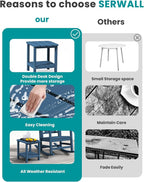 SERWALL Adirondack Table Set of 4, Outdoor Side Table- Blue - Image 4