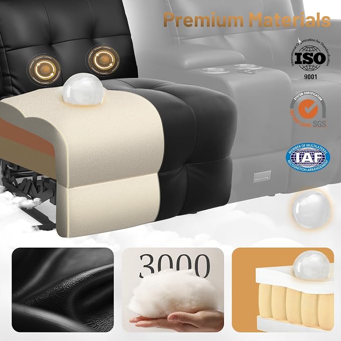 Recliner Sofa Set, Massage Home Theater Set - Image 9