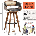 Set of 3 Rattan Swivel Bar Stools - Image 2