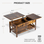 Lift Top Coffee Table with Storage, Small Coffee Table with Hidden Compartment - Image 3