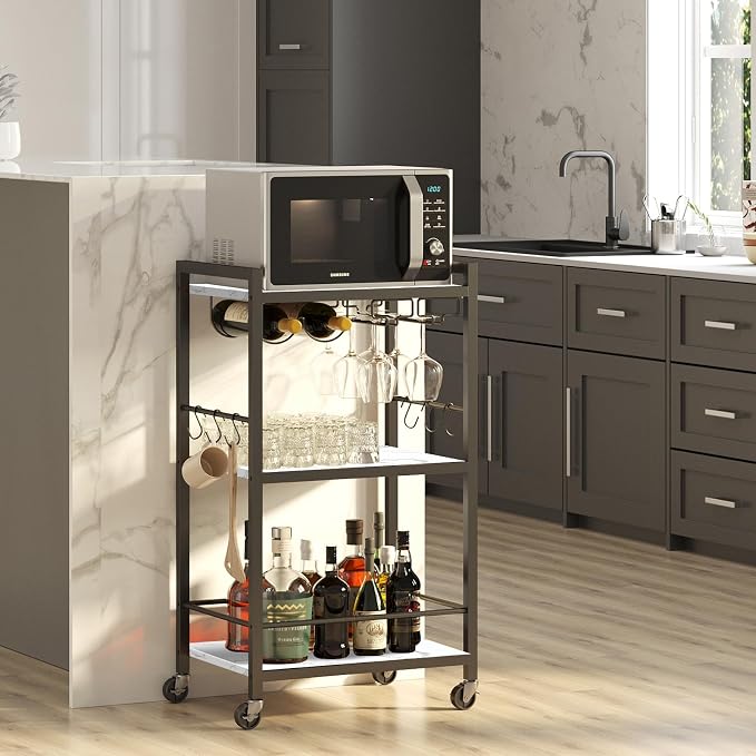 TUTOTAK Bar Cart, Home Bar Serving Cart, Microwave Cart, Drink Cart, Mobile - Image 3