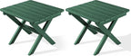 SERWALL Folding Outdoor Side Table Set of 2, Portable Adirondack Side Table by SERWALL