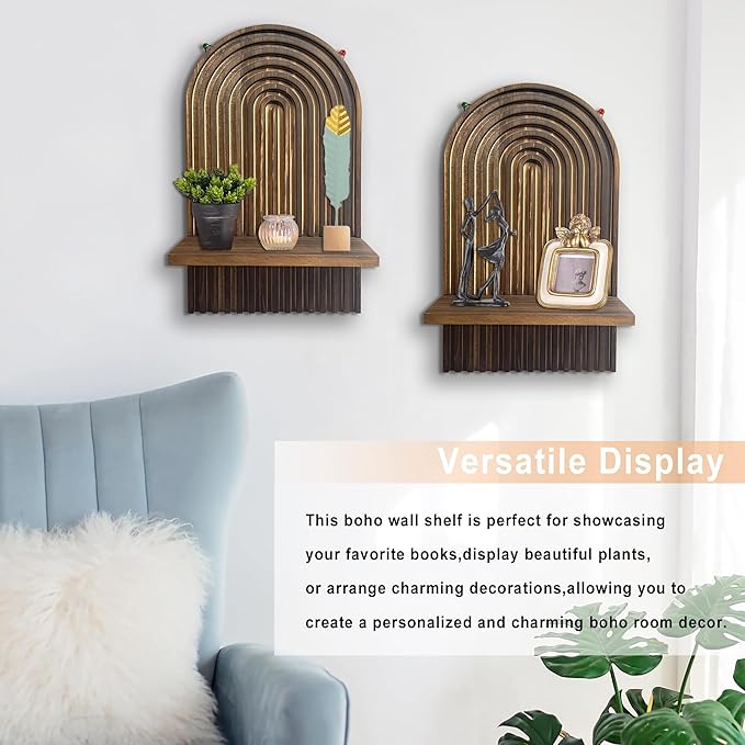 LIYAOLI Boho Shelves Bohemian Decorative, Vintage Wall Shelf Boho Chic Wall - Image 5