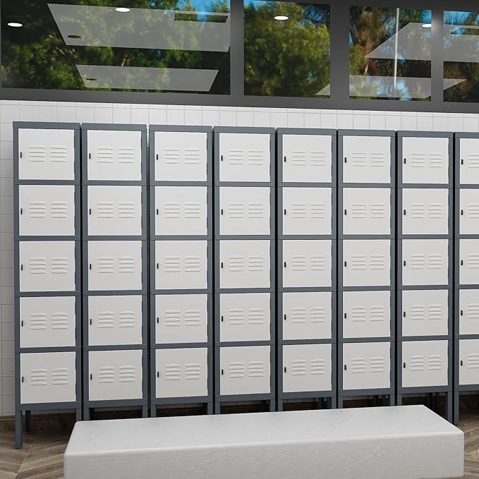 Metal Locker with 5 Doors, 5 Tier Locker Steel Employees Lockers, Tall Steel - Image 8