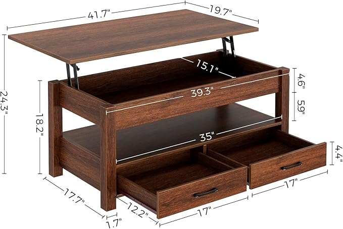 Rolanstar Coffee Table, Lift Top Coffee Table - Image 3