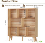 LEYAOYAO Wooden 8 Cube Book Shelf, Natural 3 Tier Bookshelf - Image 2