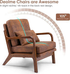 Mid Century Modern Accent Chair Set of 2 Living Room- Comfy Solid Wood Arm Chair - Image 7