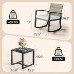 Qsun 3 Pieces Outdoor Patio Furniture Set Rocking Bistro Set, Outdoor Patio - Image 2