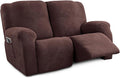 Recliner Loveseat Covers, 4-Piece Stretch Geometric Strokes Jacquard Reclining by Unknown