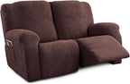 Recliner Loveseat Covers, 4-Piece Stretch Geometric Strokes Jacquard Reclining by Unknown
