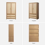 SICOTAS Armoire Wardrobe Closet, Larger Rattan Armoires Wardrobe Cabinet - Image 8