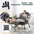 Lazy Chair with Ottoman, Large Accent Chair with Ottoman and a Throw Pillow - Image 5