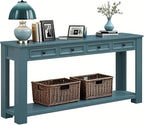 LKTART Solid Wood Console Table, 63 in Long Sofa Table Entryway Table by LKTART