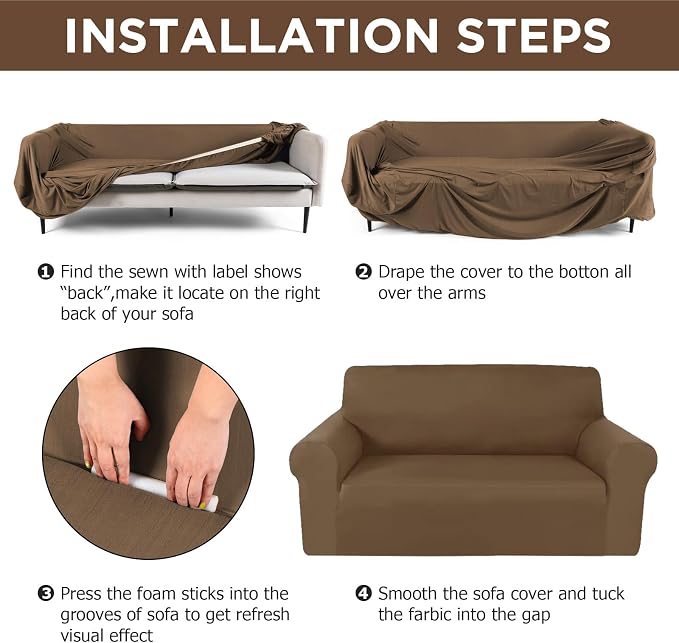 Peryiter 3 Pcs Couch and Loveseat Covers Set Sofa Cover - Image 5
