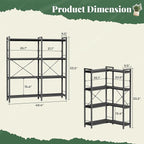 Huuger 4 Tier Bookshelf, L Shaped Corner Bookshelf - Image 2