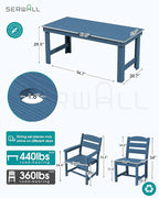 SERWALL Outdoor Dining Table Set, 67‘’ HDPE Patio Dining Set - Image 2