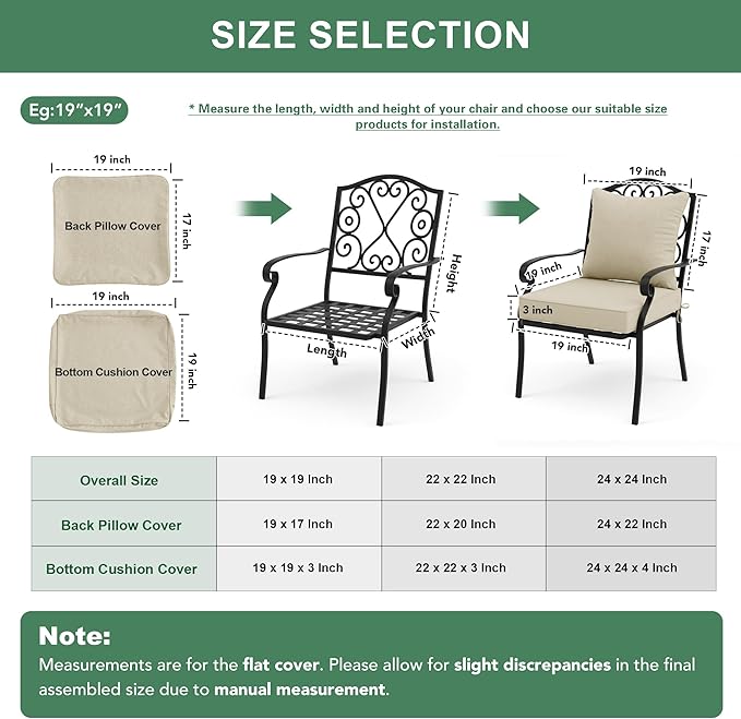 Summsun Patio Chair Cushions 22 x 22 Inch, Faux Linen Outdoor Furniture Cushions - Image 7