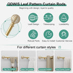 QDWIS Gold Curtain Rods for Windows 72 to 144 inch, Rustic Decorative Drapery - Image 6