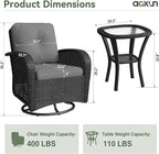 Aoxun 3 Pieces Patio Furniture Set, Patio Swivel Rocker Chairs Set of 2 - Image 8
