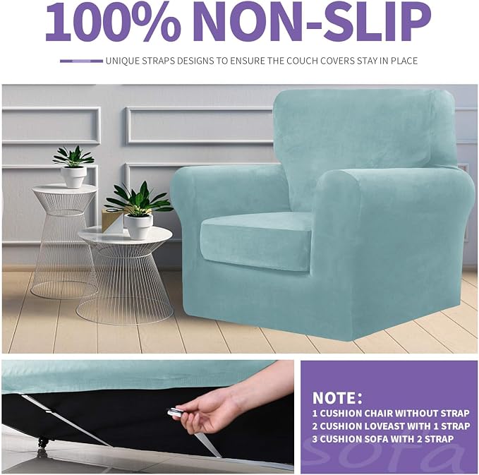 ZNSAYOTX Luxury Velvet Couch Cover 4 Piece Stretch Sofa Covers - Image 5