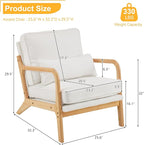 VINGLI Cozy Living Room Chairs, Coarse Linen Beige Accent Chairs Set of 2 - Image 2