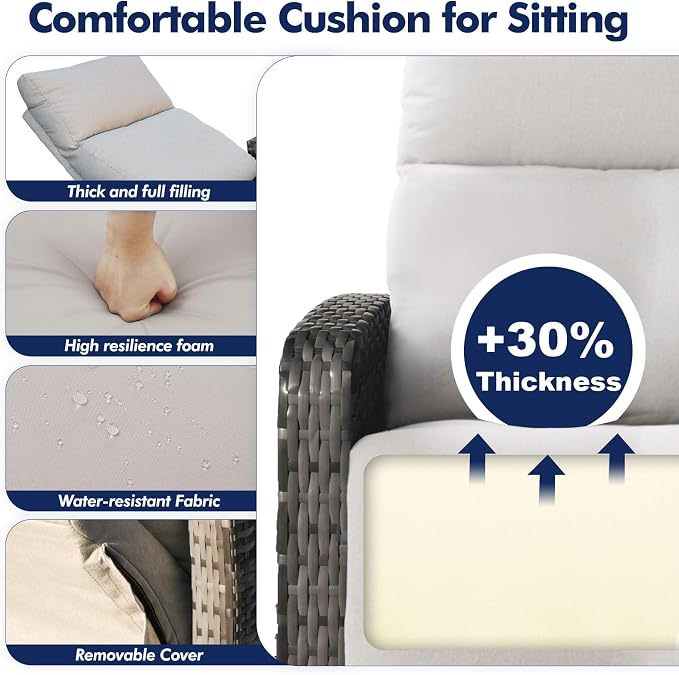 ZZW Outdoor Recliner Chair, Wicker Patio Recliners - Image 4