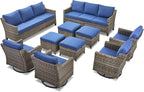 10 Piece Patio Furniture Set-High Back Outdoor Furniture Set Sectional Sofa - Image 9