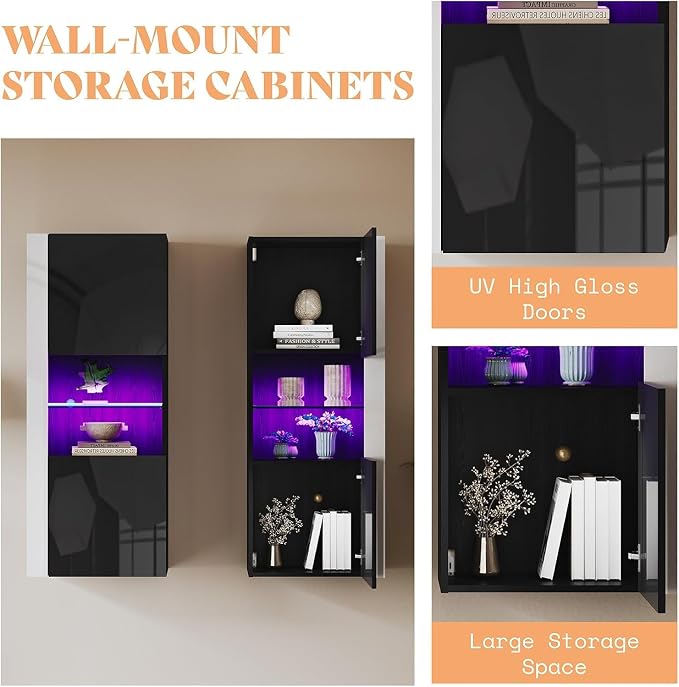 AMERLIFE Modern 3-Piece Wall Unit Entertainment Center Set - Image 4