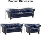 QHITTY 3 Piece Living Room Set, Sectional Chesterfield Sofa Chair Contemporary - Image 2