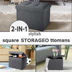 LINMAGCO Small Storage Ottoman Stool Foot Rest Stool Under Desk Stool Short - Image 7