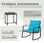 SUNCROWN 3 Piece Outdoor Rocking Bistro Set Black Wicker Furniture Porch Chairs - Image 8