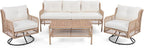 4-Piece Outdoor Wicker Sectional Sofa Set, All Weather Patio Conversation Set - Image 7