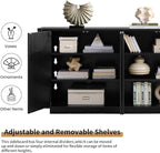 LKTART 64" Buffet Cabinet with Storage, Modern Fluted Accent Sideboard Media - Image 6