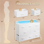 WLIVE Led Dresser for Bedroom, Wide Chest of Drawers for Hallway, 8 Fabric - Image 3