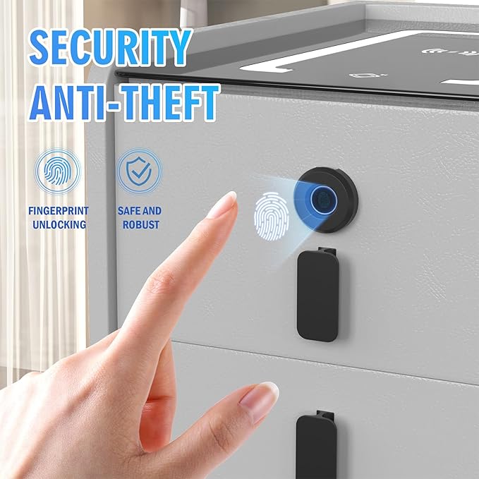 Smart Nightstand with 2 Drawers, with Fingerprint Lock Drawer, Nightstand with - Image 3