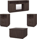 4-Piece Fluted Living Room Set Includes 31.5" Fluted Lift Top Coffee Table by PATIOCHIC