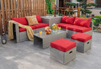 Tangkula 8 Piece Patio Wicker Furniture Set, Patiojoy Space Saving Outdoor PE - Image 3