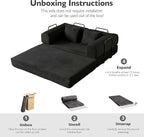 59in Convertible Sofa Bed, Corduroy Boneless Couch Bed, Futon Sleeper Sofa Pull - Image 4