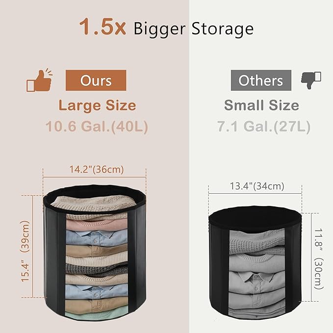 CAROLMADE Round Storage Ottoman, PU Leather Folding Footrest Stool - Image 6