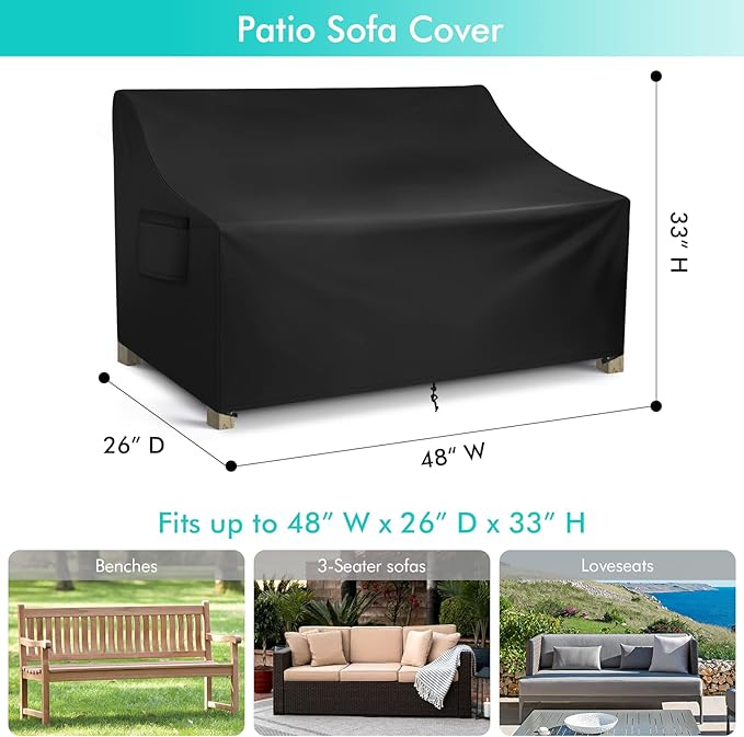 WLEAFJ Patio Sofa Cover Waterproof, Outdoor Loveseat Cover, Heavy Duty Outdoor - Image 2