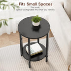 Vagusicc Side Table, Small End Table, 2 Tier Couch Side Tables, Small Round - Image 9