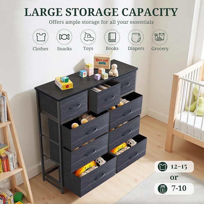 9-Drawer Dresser for Bedroom, Anti-Tip Tall Storage Organizer Chest of Drawers - Image 5