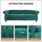 Mid-Century 2 Seater Sofa, Velvet Loveseat - Image 5