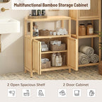 Bamboo Storage Cabinet Bathroom Floor Cabinet Side Storage Organizer Cabinet - Image 3