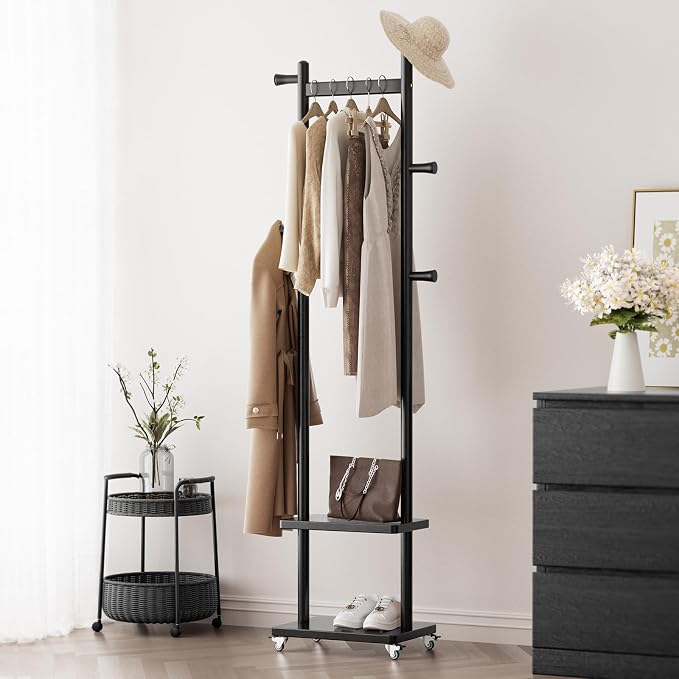 Solid Wood Coat Rack Freestanding Clothing Rack - Image 8